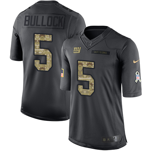 Men's Limited Randy Bullock Nike Jersey Black - #5 2016 Salute to Service NFL New York Giants